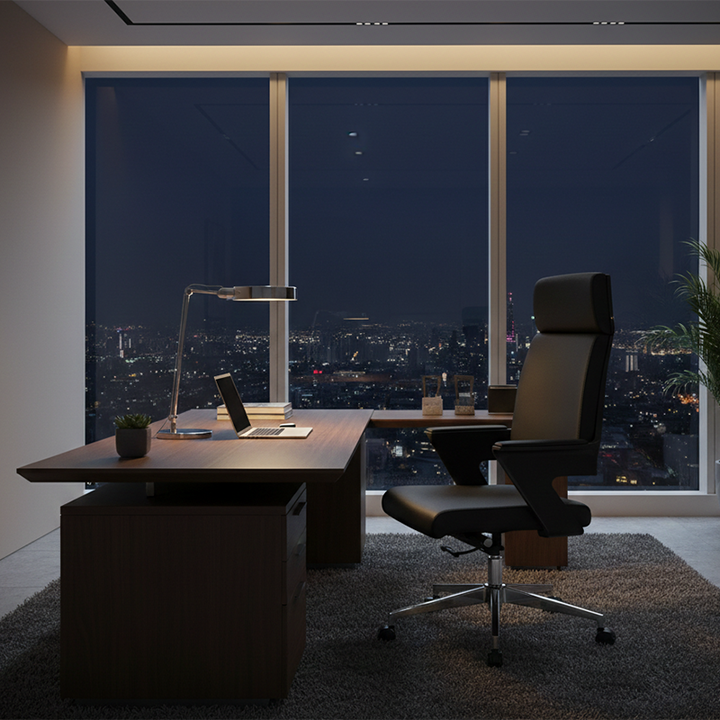 Modern Minimalist High-Back Desk Chair:  Faux Leather Executive Chair - Ergonomic Office Chair For Home Office