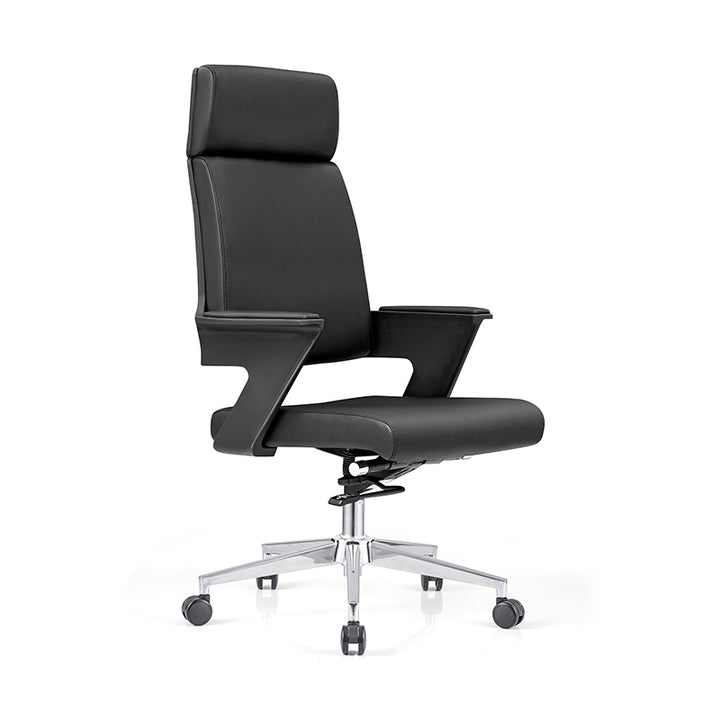 Modern Minimalist High-Back Desk Chair:  Faux Leather Executive Chair - Ergonomic Office Chair For Home Office