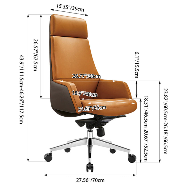 Modern Minimalist Premium Executive Chair: Faux Leather Reclining High-Back Chair - Ergonomic Desk Chair For Home Office