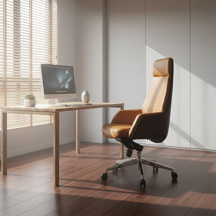 Modern Minimalist Premium Executive Chair: Faux Leather Reclining High-Back Chair - Ergonomic Desk Chair For Home Office