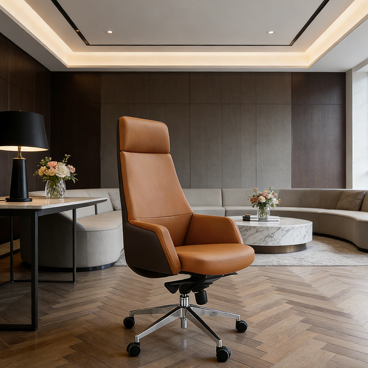 Modern Minimalist Premium Executive Chair: Faux Leather Reclining High-Back Chair - Ergonomic Desk Chair For Home Office