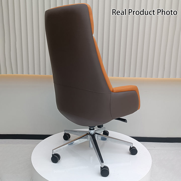 Modern Minimalist Premium Executive Chair: Faux Leather Reclining High-Back Chair - Ergonomic Desk Chair For Home Office