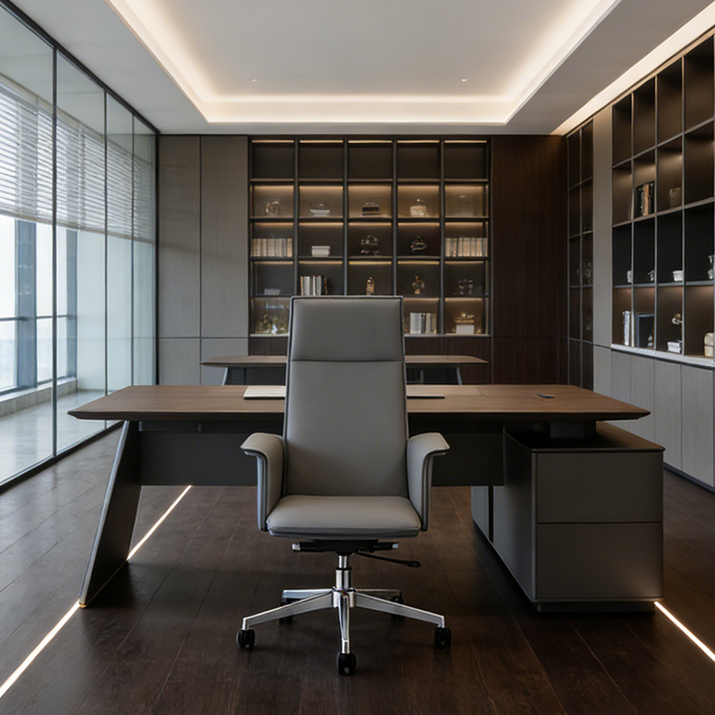 Moderner minimalistischer Premium-Executive-Stuhl: Höhenverstellbarer Bürostuhl aus Leder – ergonomischer Schreibtischstuhl fürs Homeoffice 