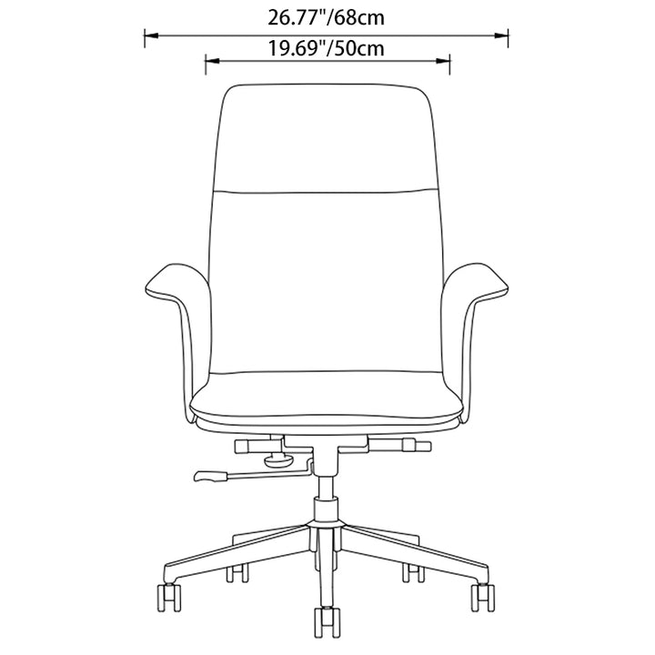 Modern Minimalist Mid-Back Desk Chair: Leather Luxury Swivel Chair- Ergonomic Height-Adjustable Office Chair For Home Office