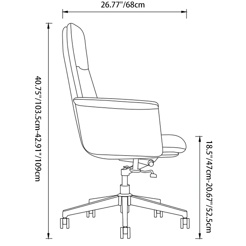Modern Minimalist Mid-Back Desk Chair: Leather Luxury Swivel Chair- Ergonomic Height-Adjustable Office Chair For Home Office