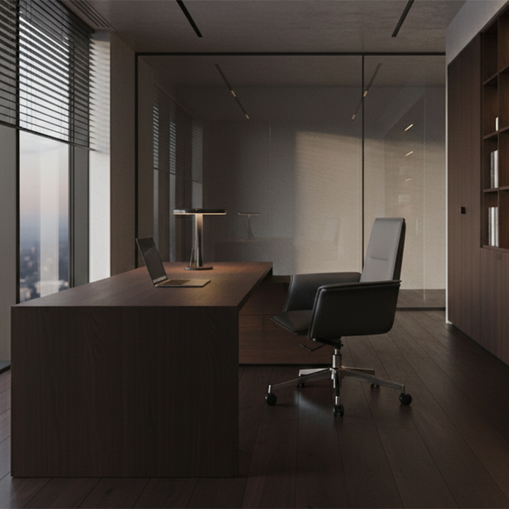 Modern Minimalist Mid-Back Desk Chair: Leather Luxury Swivel Chair- Ergonomic Height-Adjustable Office Chair For Home Office