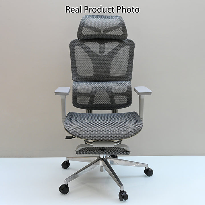 Moderner minimalistischer ergonomischer Bürostuhl mit hoher Rückenlehne: Atmungsaktives Mesh – verstellbarer Gaming-Bürostuhl mit Fußstütze fürs Homeoffice 