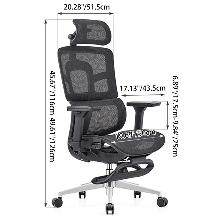 Modern Minimalist High-Back Desk Chair: Ergonomic Mesh Chair - 3D Armrest Height-Adjustable Gaming Office Chair For Home Office