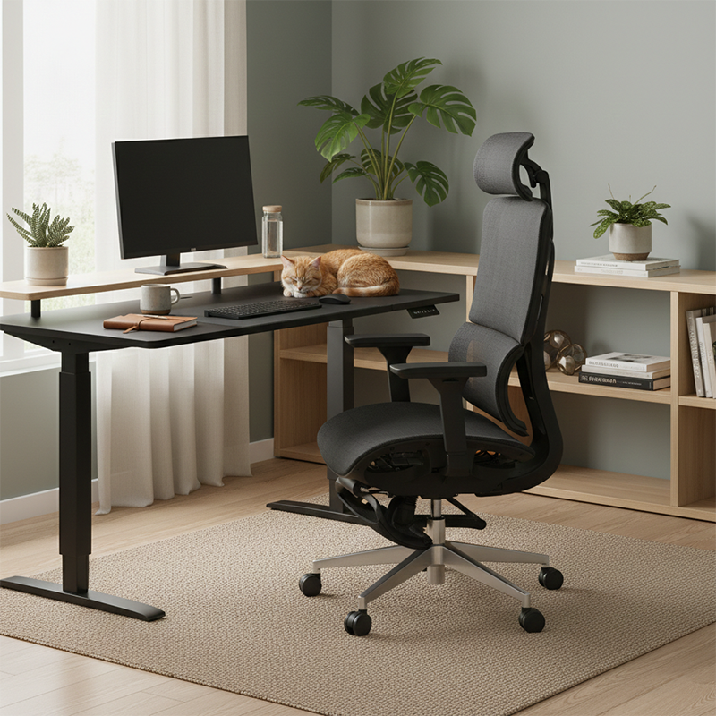 Modern Minimalist High-Back Desk Chair: Ergonomic Mesh Chair - 3D Armrest Height-Adjustable Gaming Office Chair For Home Office