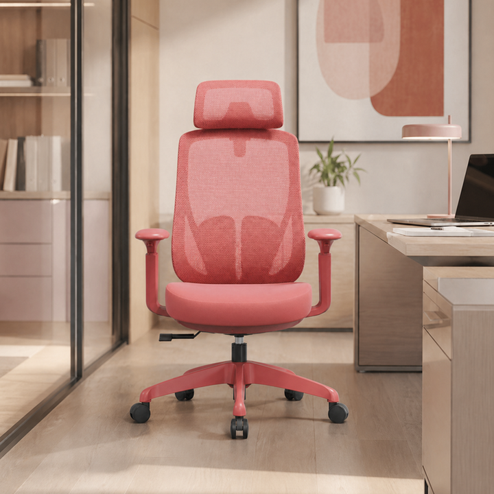 Modern Minimalist Ergonomic Desk Chair: 4D Headrest & Breathable Mesh Fabric - High-Back Gaming Chair For Home Office