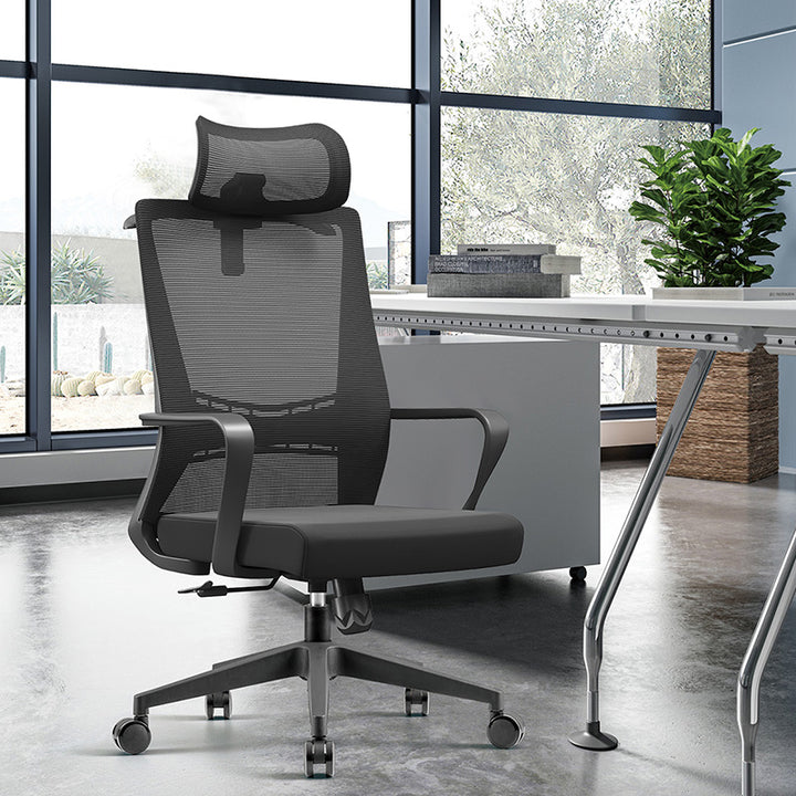 Modern Minimalist Mesh High-Back Desk Chair: Height-Adjustable Headrest With Coat Hanger - Ergonomic Gaming Chair For Home Office