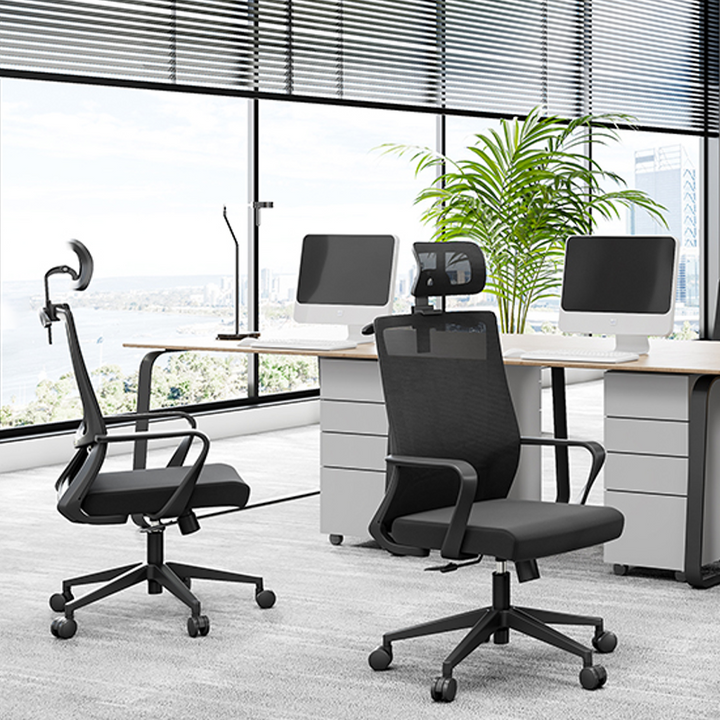 Modern Minimalist Mesh High-Back Desk Chair: Height-Adjustable Headrest With Coat Hanger - Ergonomic Gaming Chair For Home Office