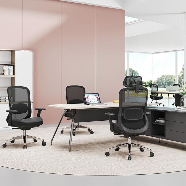 Modern Minimalist Executive High-Back Office Chair: 4D Adjustable Armrests & Headrest - Ergonomic Desk Chair For Home Office