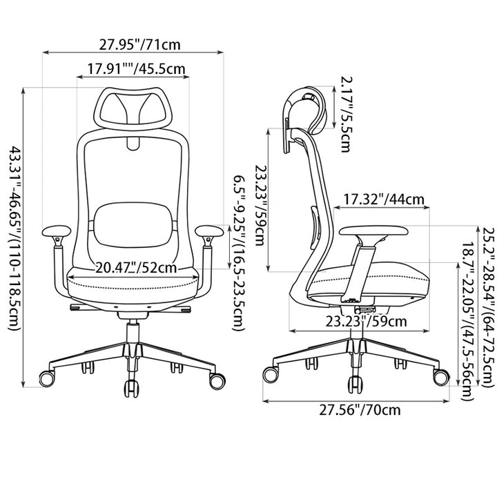 Modern Minimalist Ergonomic High-Back Office Chair: Height-Adjustable - Breathable Mesh Fabric Desk Chair For Home Office