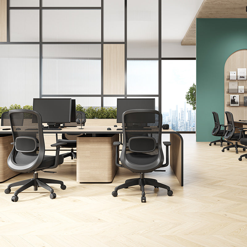 Modern Minimalist Mid-Back Desk Chair: Lumbar Support Design - Ergonomic Office Chair For Home Office