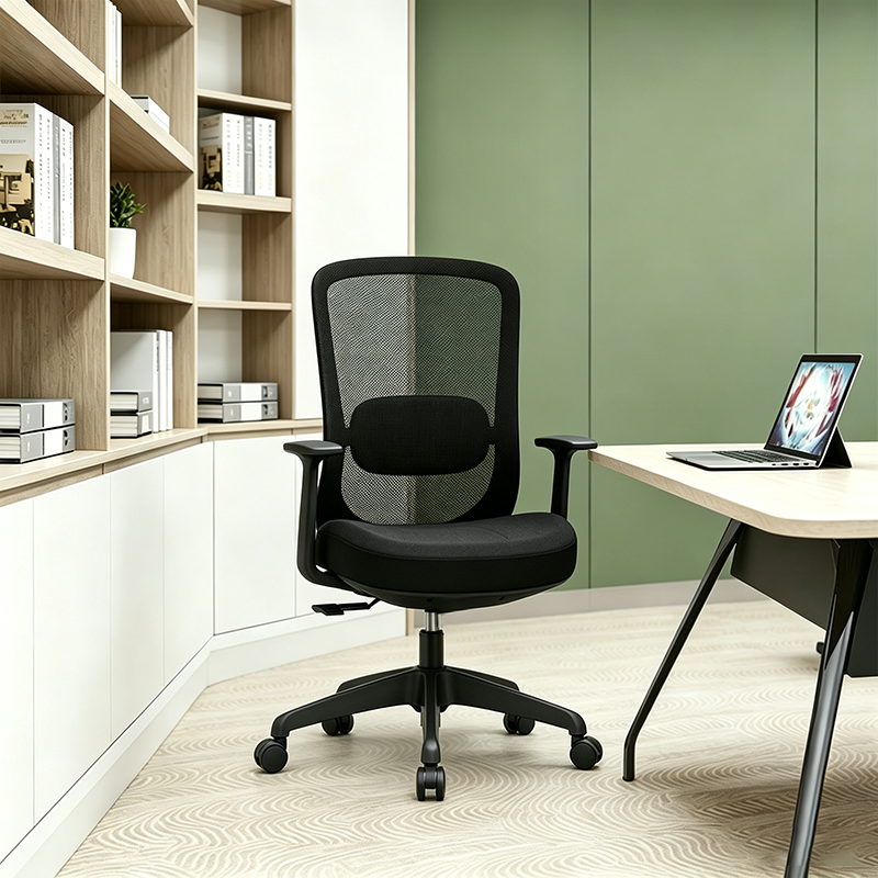 Modern Minimalist Mid-Back Desk Chair: Lumbar Support Design - Ergonomic Office Chair For Home Office