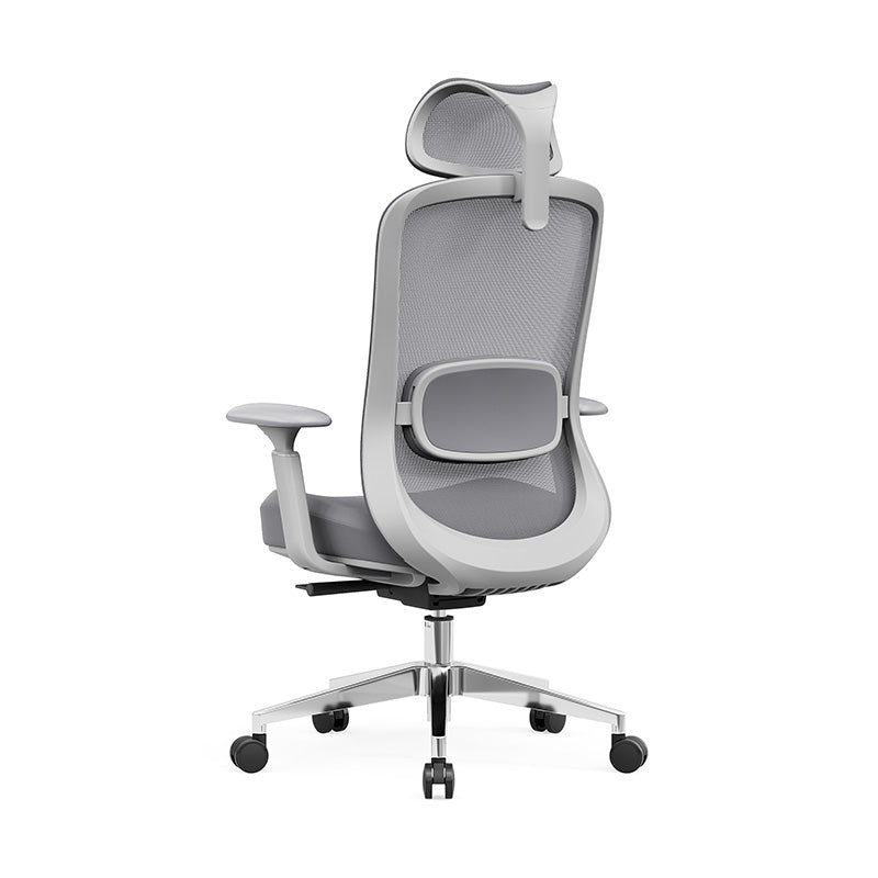 Moderner minimalistischer Bürostuhl mit hoher Rückenlehne und atmungsaktivem Netzgewebe: Verstellbare Lordosenstütze – ergonomischer Schreibtischstuhl fürs Homeoffice 