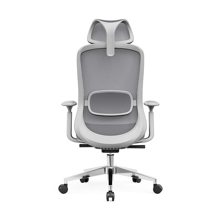 Moderner minimalistischer Bürostuhl mit hoher Rückenlehne und atmungsaktivem Netzgewebe: Verstellbare Lordosenstütze – ergonomischer Schreibtischstuhl fürs Homeoffice 