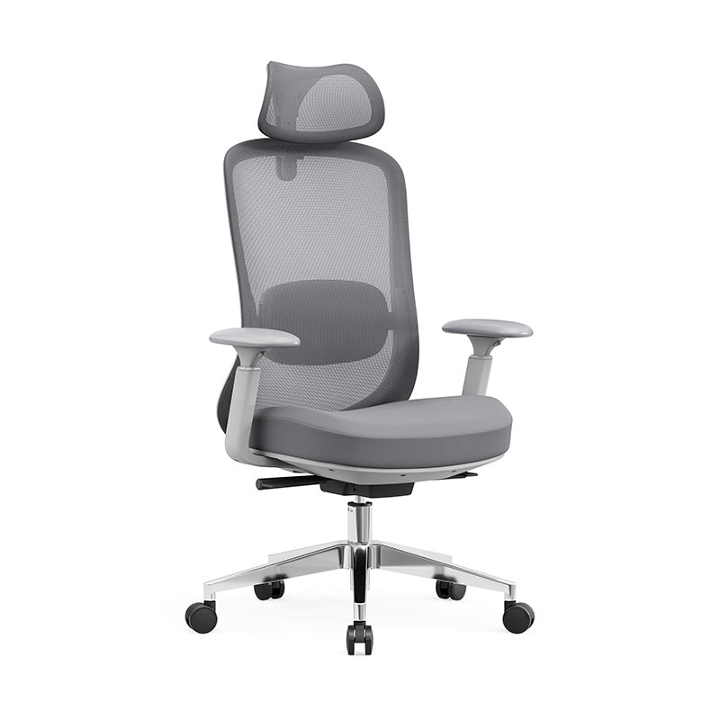 Moderner minimalistischer Bürostuhl mit hoher Rückenlehne und atmungsaktivem Netzgewebe: Verstellbare Lordosenstütze – ergonomischer Schreibtischstuhl fürs Homeoffice 