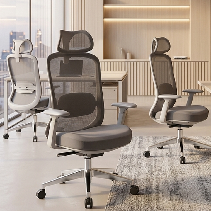 Modern Minimalist High-Back Breathable Mesh Office Chair: Adjustable Lumbar Support - Ergonomic Desk Chair For Home Office