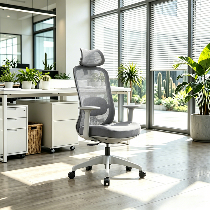 Modern Minimalist Desk Chair: High-Back Breathable Mesh Chair - Ergonomic Lumbar Support Office Chair For Home Office