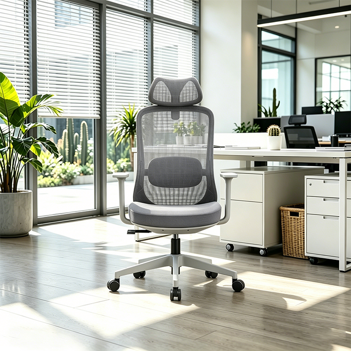 Modern Minimalist Desk Chair: High-Back Breathable Mesh Chair - Ergonomic Lumbar Support Office Chair For Home Office