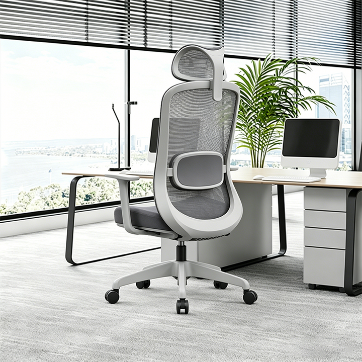Modern Minimalist Desk Chair: High-Back Breathable Mesh Chair - Ergonomic Lumbar Support Office Chair For Home Office