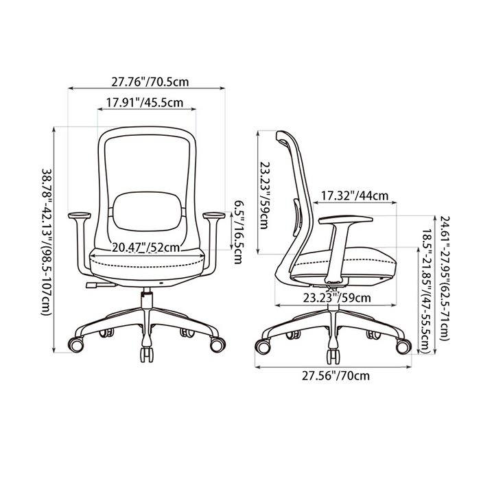 Modern Minimalist Gray Mid-Back Office Chair: Lumbar Support Design - Ergonomic Desk Chair For Home Office