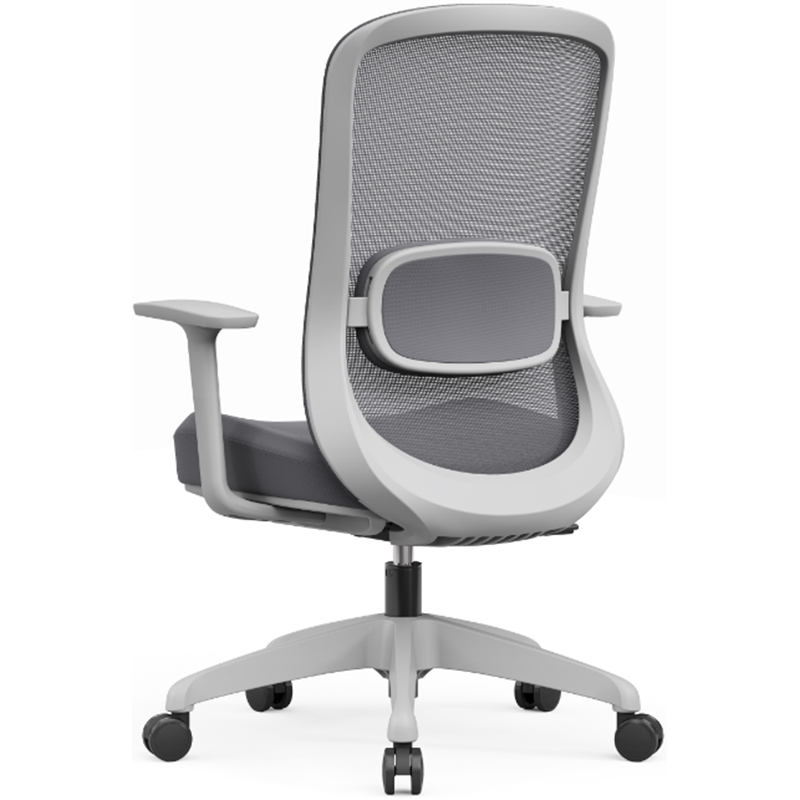 Modern Minimalist Gray Mid-Back Office Chair: Lumbar Support Design - Ergonomic Desk Chair For Home Office