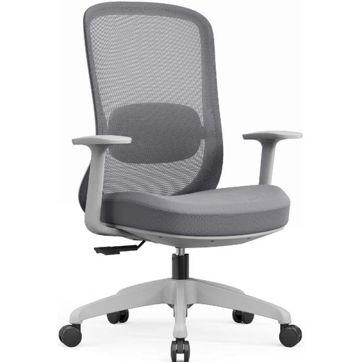 Modern Minimalist Gray Mid-Back Office Chair: Lumbar Support Design - Ergonomic Desk Chair For Home Office