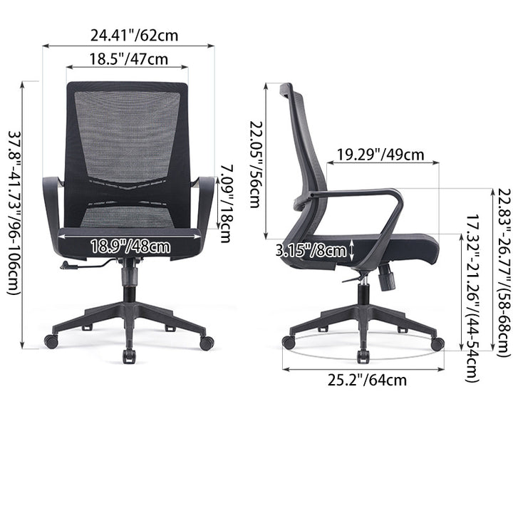 Modern Minimalist Mid-Back Office Chair: Ergonomic Height-Adjustable Desk Chair For Home Office