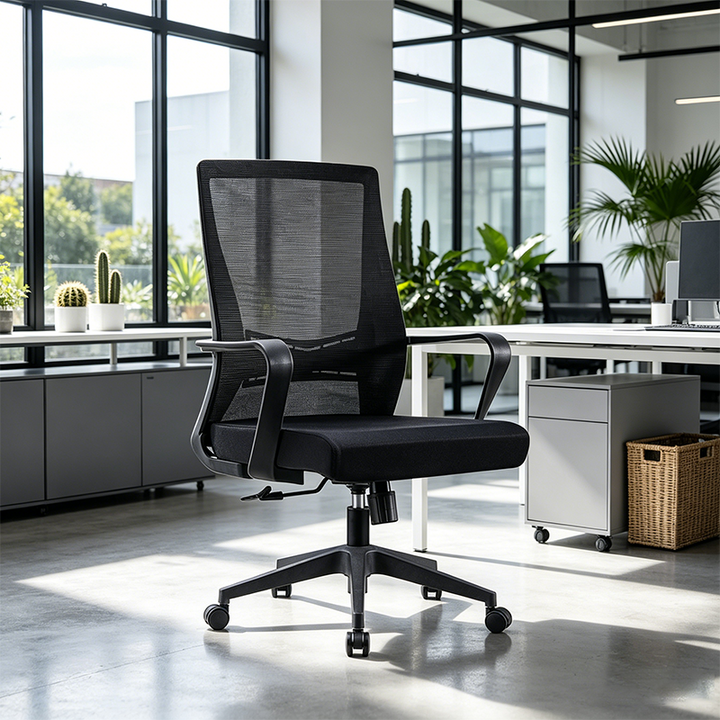 Modern Minimalist Mid-Back Office Chair: Ergonomic Height-Adjustable Desk Chair For Home Office