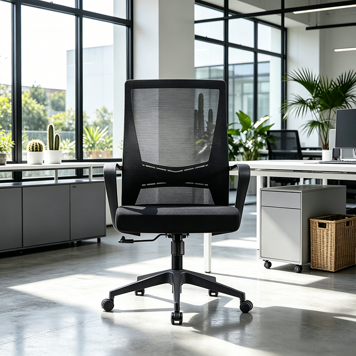 Modern Minimalist Mid-Back Office Chair: Ergonomic Height-Adjustable Desk Chair For Home Office