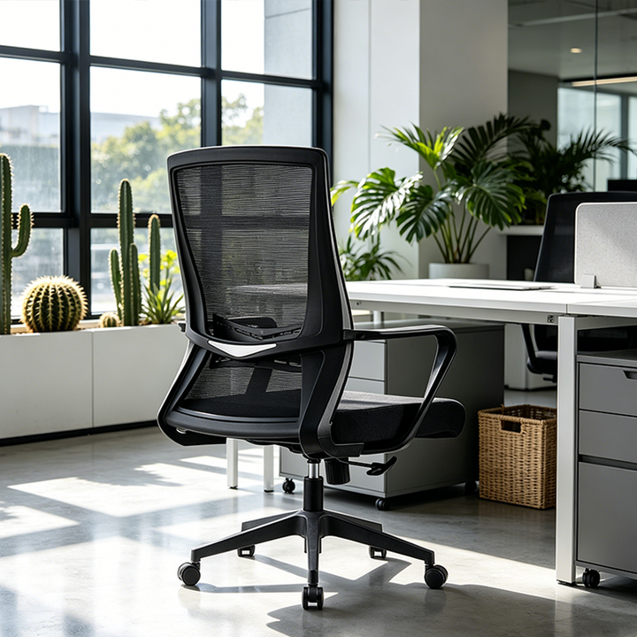 Modern Minimalist Mid-Back Office Chair: Ergonomic Height-Adjustable Desk Chair For Home Office