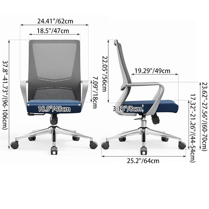 Modern Minimalist Ergonomic Mid-Back Office Chair: Breathable Mesh - Backrest & Armrests Height-Adjustable Desk Chair For Home Office