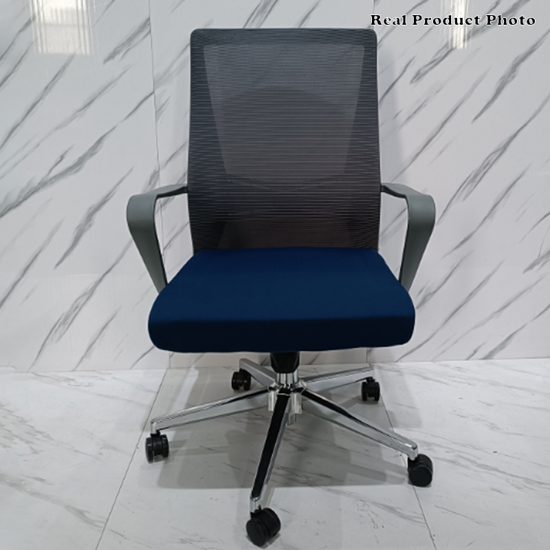 Moderner minimalistischer ergonomischer Bürostuhl mit mittelhoher Rückenlehne: atmungsaktives Mesh – höhenverstellbarer Schreibtischstuhl mit Rückenlehne und Armlehnen für das Homeoffice 
