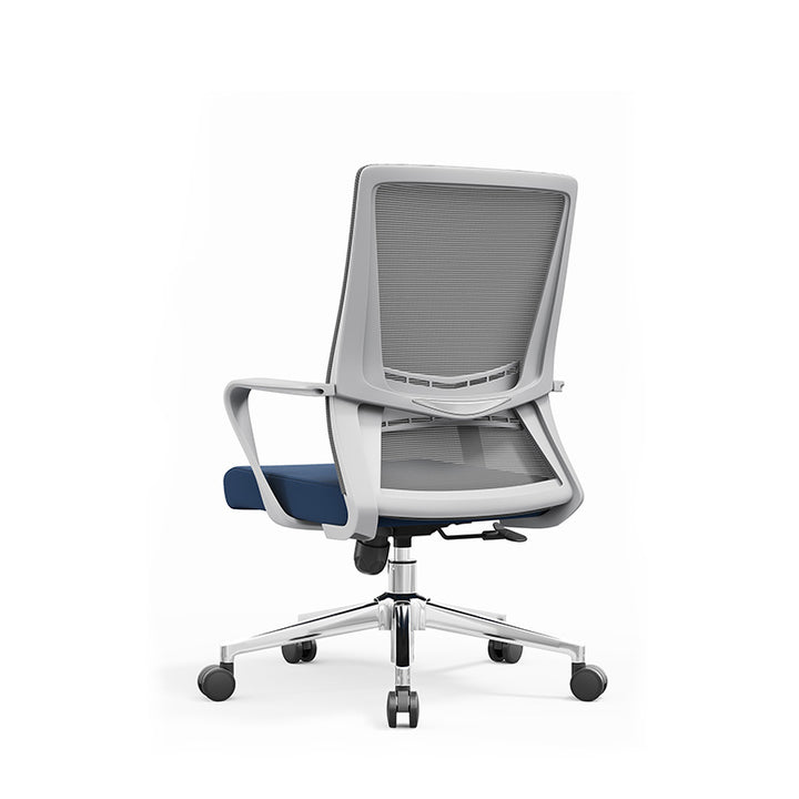 Moderner minimalistischer ergonomischer Bürostuhl mit mittelhoher Rückenlehne: atmungsaktives Mesh – höhenverstellbarer Schreibtischstuhl mit Rückenlehne und Armlehnen für das Homeoffice 