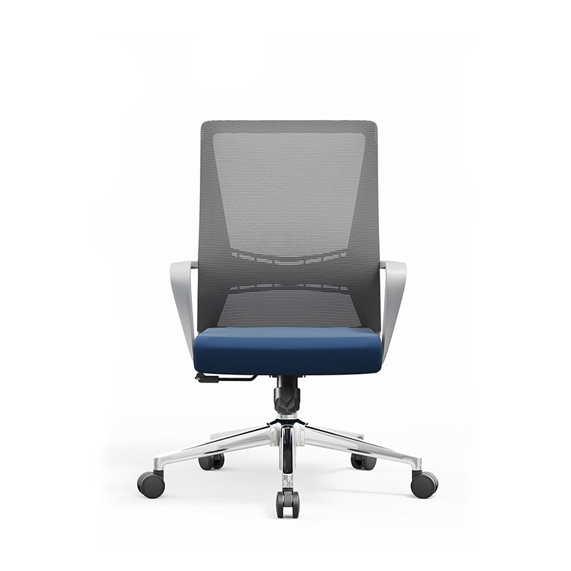 Moderner minimalistischer ergonomischer Bürostuhl mit mittelhoher Rückenlehne: atmungsaktives Mesh – höhenverstellbarer Schreibtischstuhl mit Rückenlehne und Armlehnen für das Homeoffice 