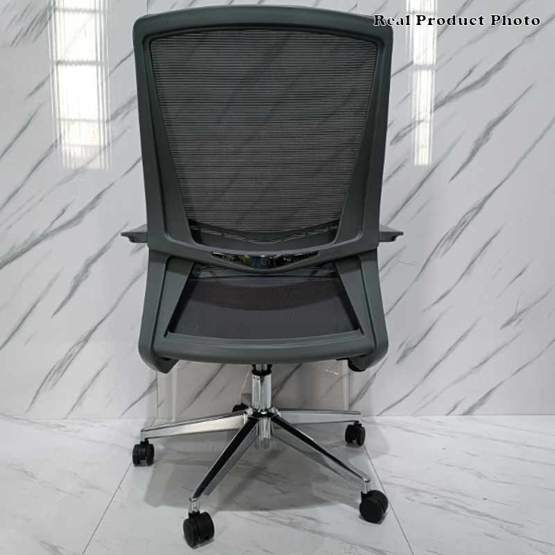 Moderner minimalistischer ergonomischer Bürostuhl mit mittelhoher Rückenlehne: atmungsaktives Mesh – höhenverstellbarer Schreibtischstuhl mit Rückenlehne und Armlehnen für das Homeoffice 