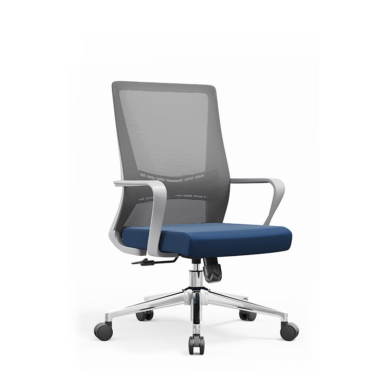 Moderner minimalistischer ergonomischer Bürostuhl mit mittelhoher Rückenlehne: atmungsaktives Mesh – höhenverstellbarer Schreibtischstuhl mit Rückenlehne und Armlehnen für das Homeoffice 