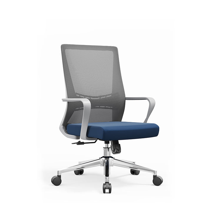 Moderner minimalistischer ergonomischer Bürostuhl mit mittelhoher Rückenlehne: atmungsaktives Mesh – höhenverstellbarer Schreibtischstuhl mit Rückenlehne und Armlehnen für das Homeoffice 