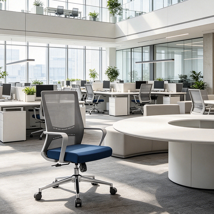 Modern Minimalist Ergonomic Mid-Back Office Chair: Breathable Mesh - Backrest & Armrests Height-Adjustable Desk Chair For Home Office
