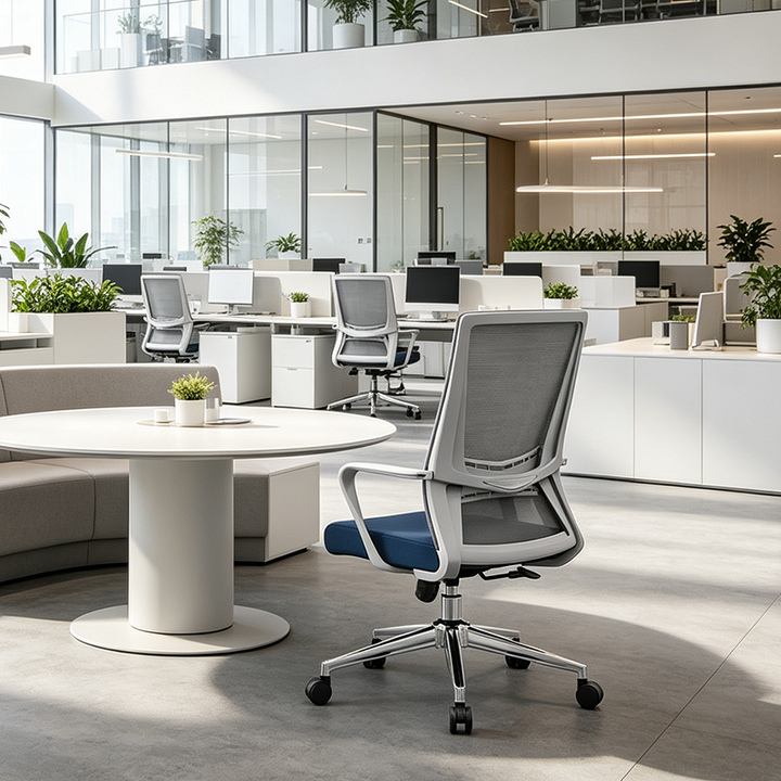 Modern Minimalist Ergonomic Mid-Back Office Chair: Breathable Mesh - Backrest & Armrests Height-Adjustable Desk Chair For Home Office