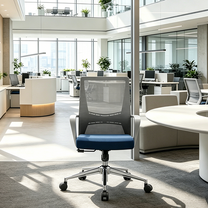 Modern Minimalist Ergonomic Mid-Back Office Chair: Breathable Mesh - Backrest & Armrests Height-Adjustable Desk Chair For Home Office