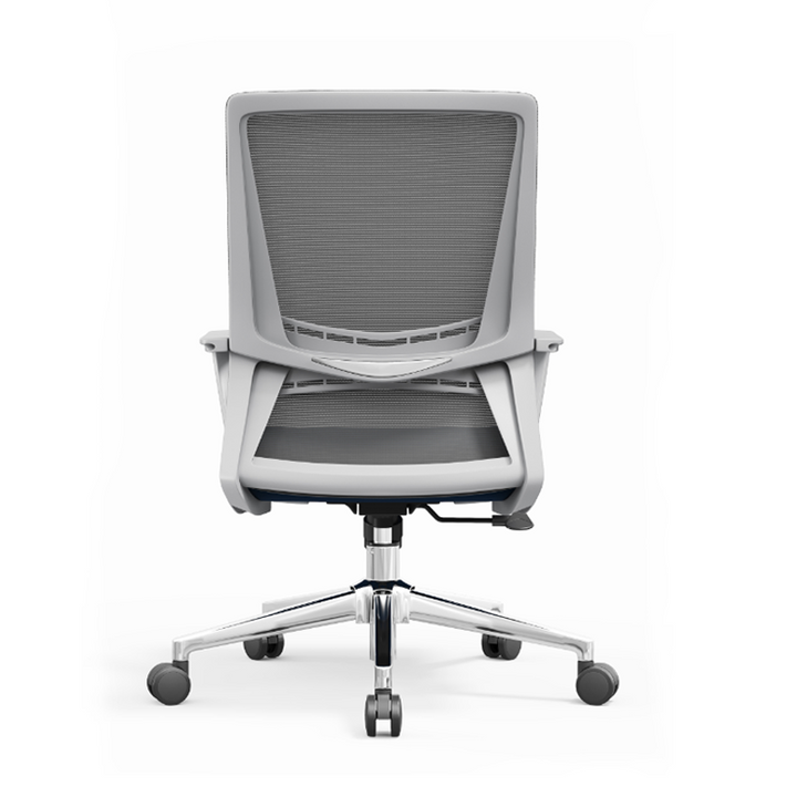 Moderner minimalistischer ergonomischer Bürostuhl mit mittelhoher Rückenlehne: atmungsaktives Mesh – höhenverstellbarer Schreibtischstuhl mit Rückenlehne und Armlehnen für das Homeoffice 
