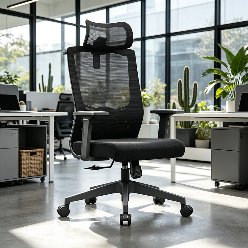 Moderner minimalistischer Bürostuhl mit hoher Rückenlehne: Atmungsaktives Mesh - Ergonomischer Schreibtischstuhl fürs Homeoffice 