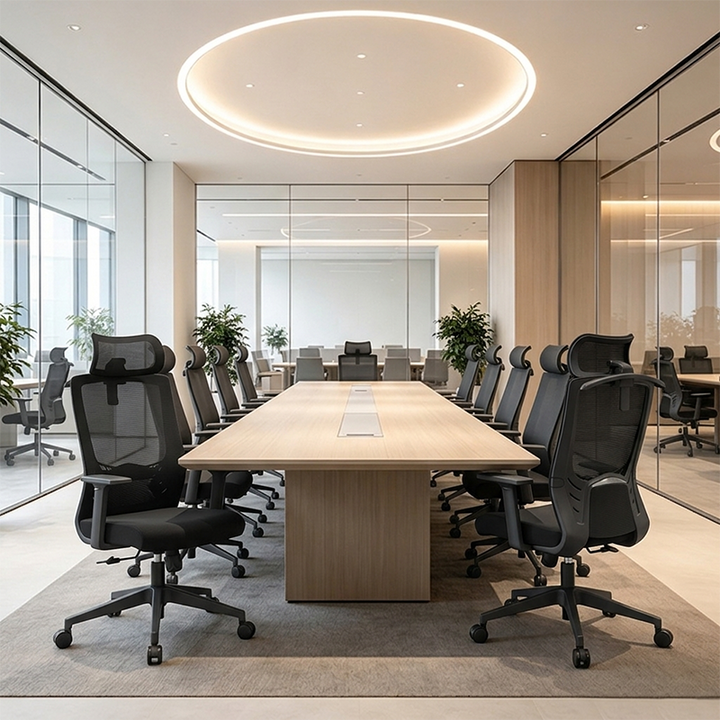 Moderner minimalistischer Bürostuhl mit hoher Rückenlehne: Atmungsaktives Mesh - Ergonomischer Schreibtischstuhl fürs Homeoffice 