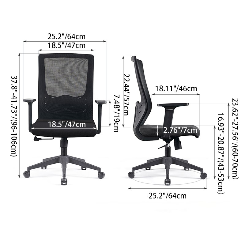 Modern Minimalist Black Ergonomic Desk Chair: Breathable Mesh Design - Mid-Back Office Chair For Home Office