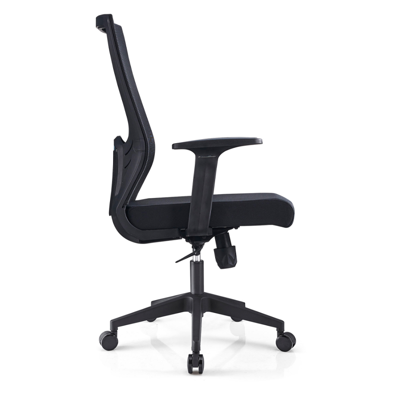 Modern Minimalist Black Ergonomic Desk Chair: Breathable Mesh Design - Mid-Back Office Chair For Home Office