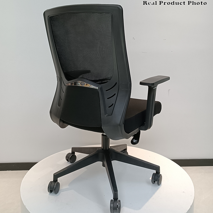 Modern Minimalist Black Ergonomic Desk Chair: Breathable Mesh Design - Mid-Back Office Chair For Home Office